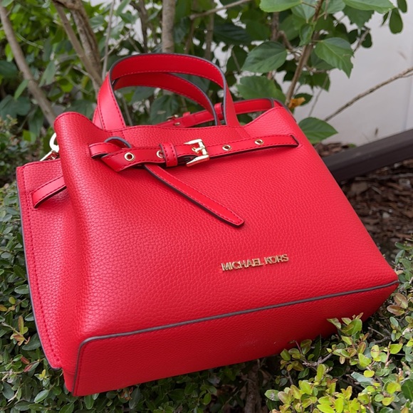 MICHAEL KORS EMILIA SMALL SATCHEL DARK SANGRIA - Picture 10 of 16